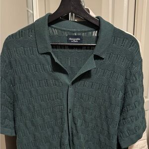 Abercrombie & Fitch Green Knit Polo Shirt